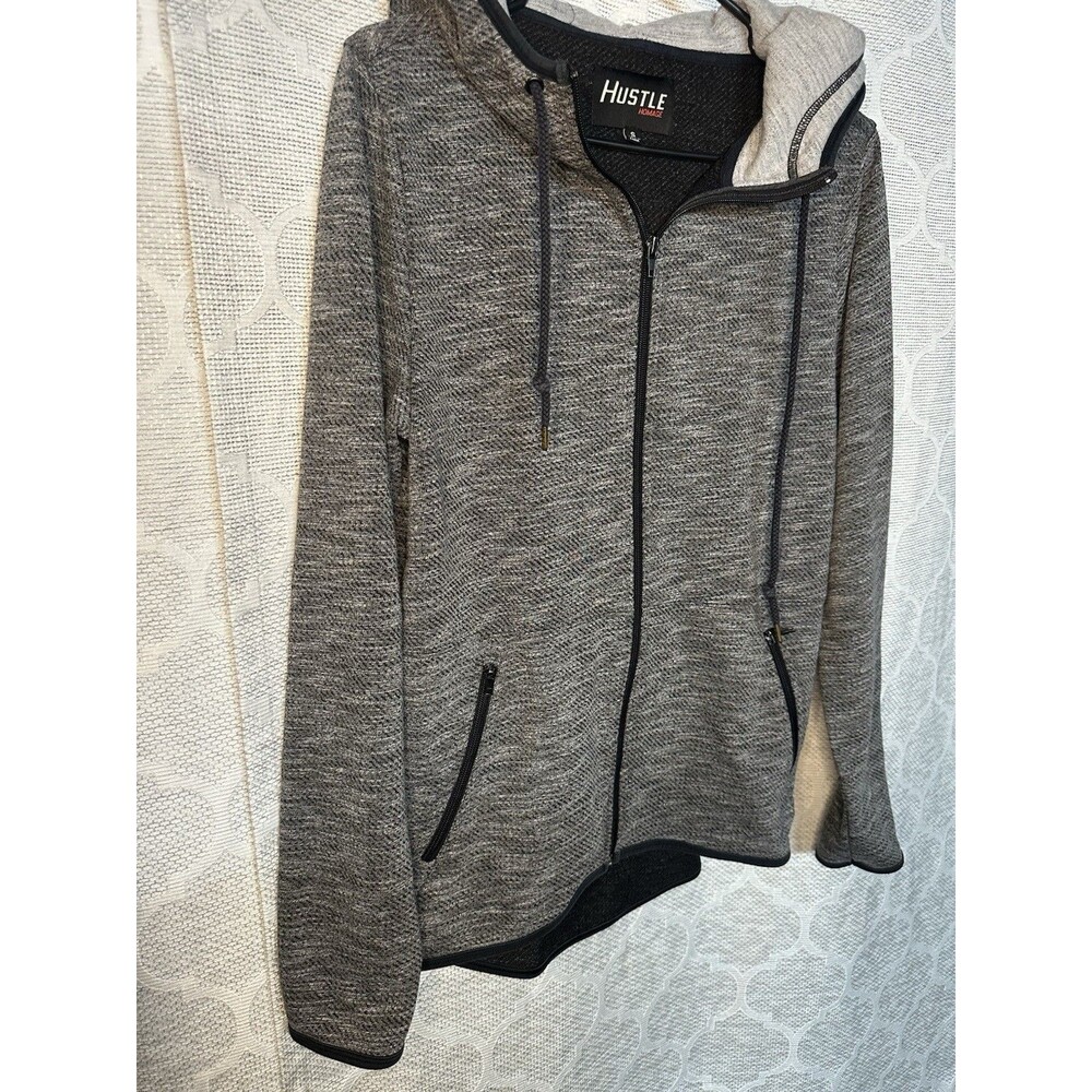 Homage Hustle Men's Full Zip Tech Fleece Performance Hoodie Gray Size Small - Picture 3 of 7
